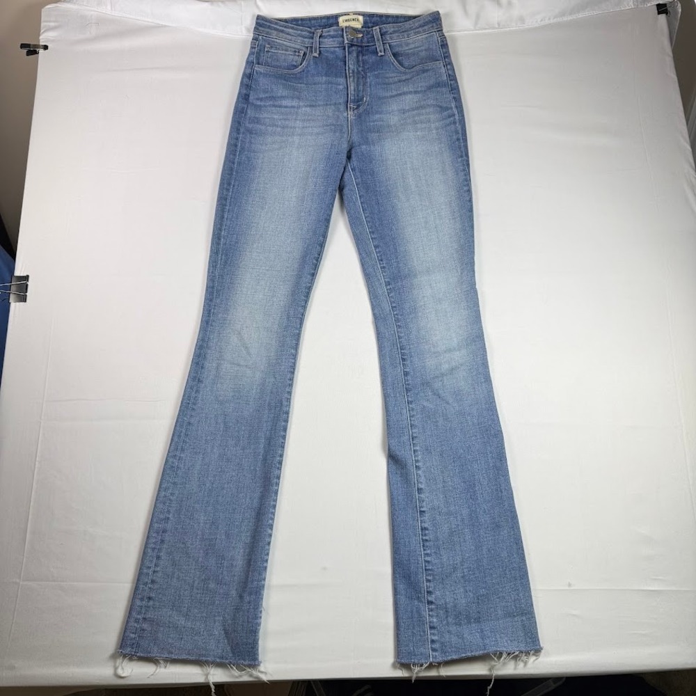 L'AGENCE Ruth High Rise Jeans Montrose Blue Straight Raw Hem 27 2649HZNR